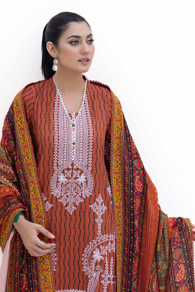 Gul Ahmed 3PC Unstitched Embroidered Khaddar Suit with Printed Pashmina Dupatta AP-42048