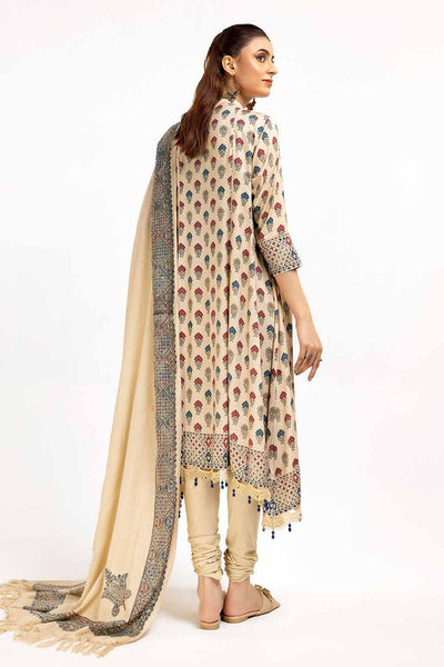 Gul Ahmed 3 Piece Unstitched Printed Linen Suit with Embroidered Printed Pashmina Dupatta AP-42049