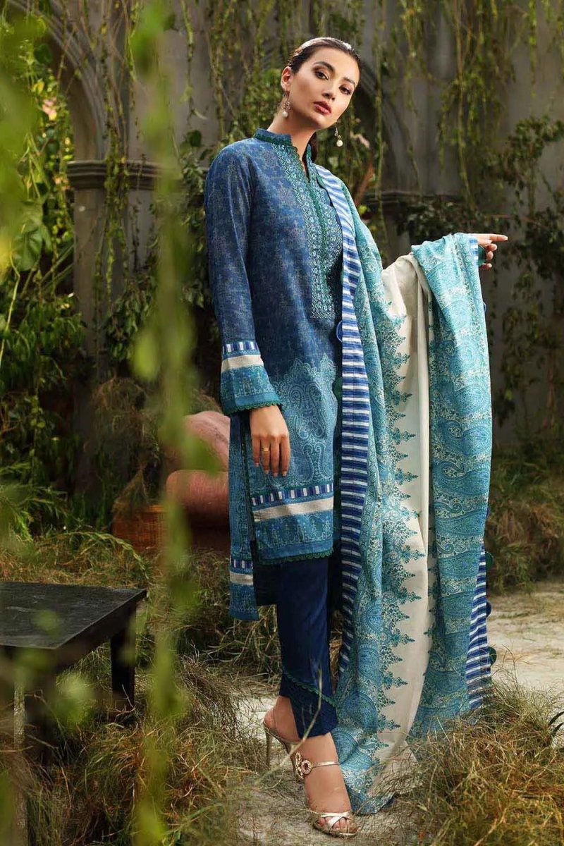 Gul Ahmed 3PC Unstitched Digital Printed Karandi Shawl Suit AY-12020