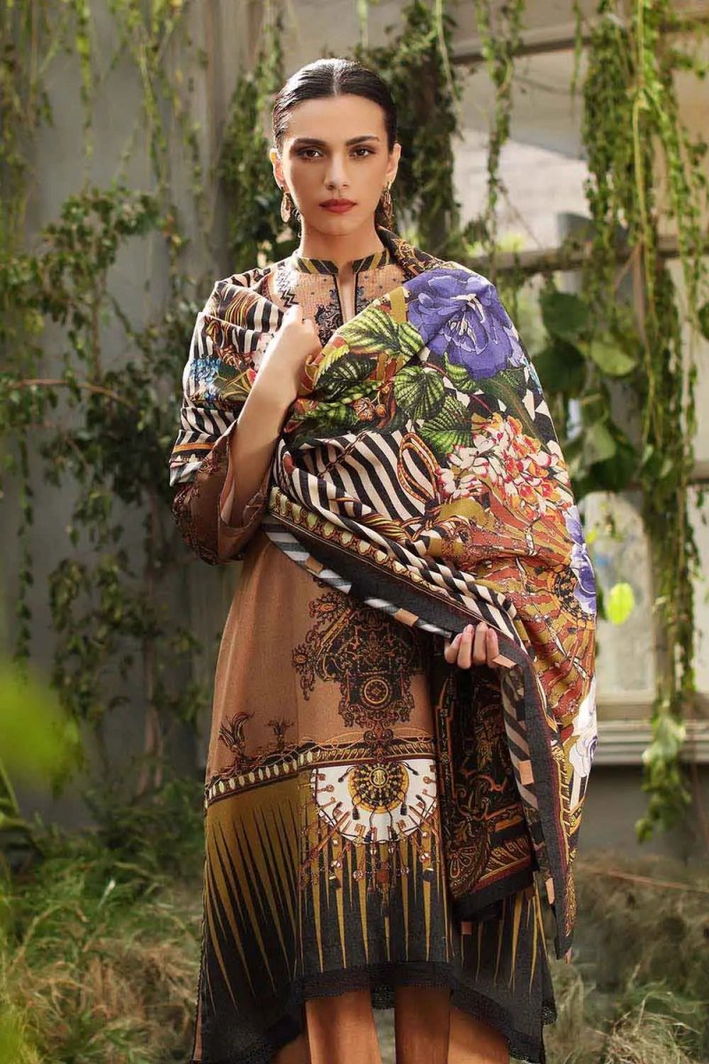 Gul Ahmed 3PC Unstitched Digital Printed Karandi Shawl Suit AY-12032