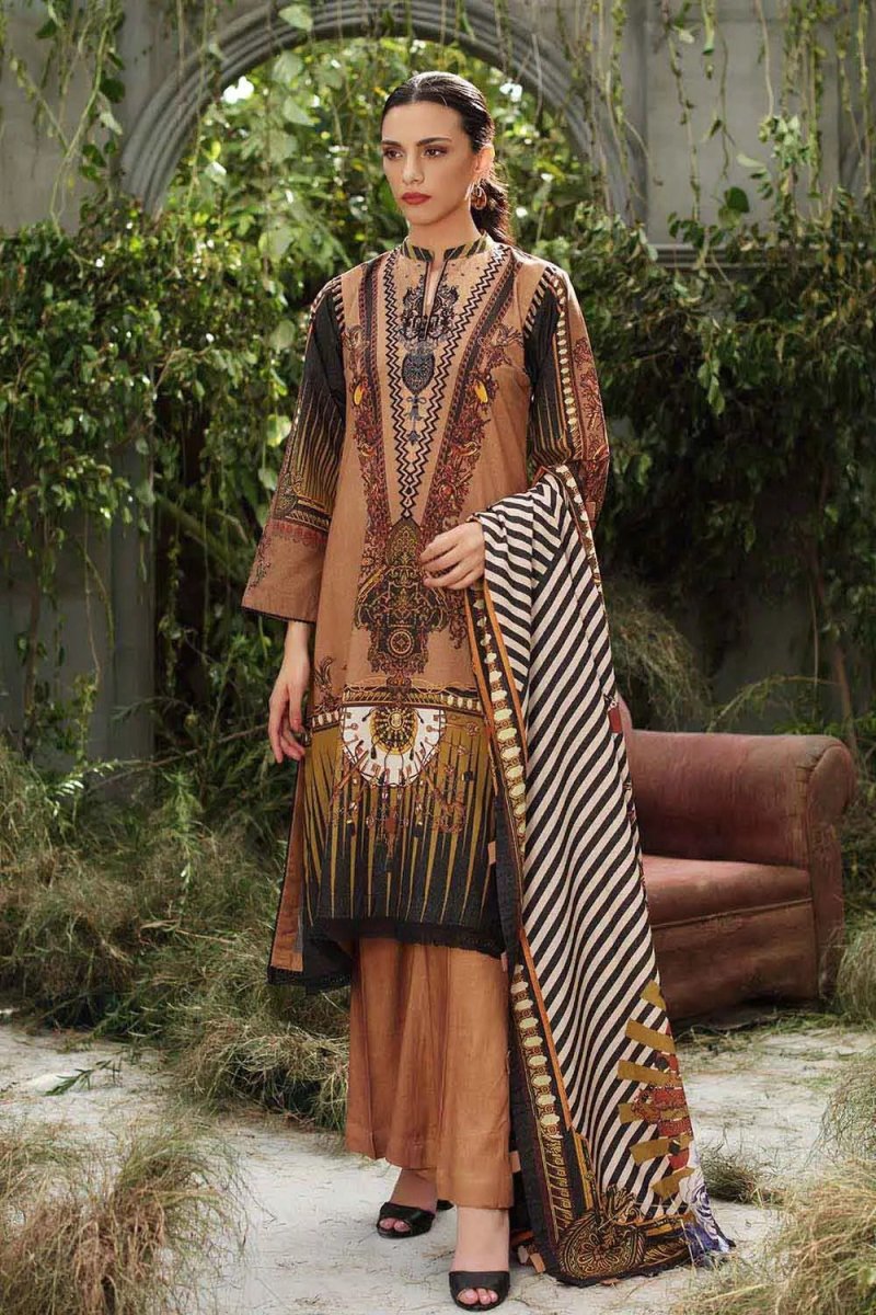 Gul Ahmed 3PC Unstitched Digital Printed Karandi Shawl Suit AY-12032