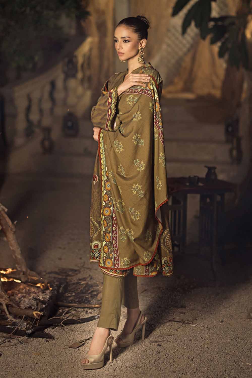 Gul Ahmed 3PC Embroidered Digital Printed Karandi Stitched Suit AY-32005