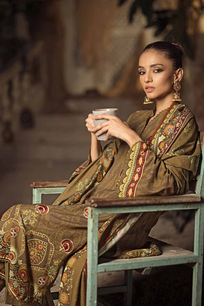 Gul Ahmed 3PC Embroidered Digital Printed Karandi Stitched Suit AY-32005