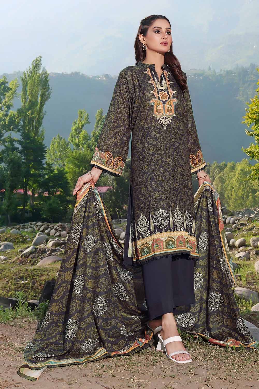 Gul Ahmed 3PC Printed Karandi Unstitched Suit AY-32006