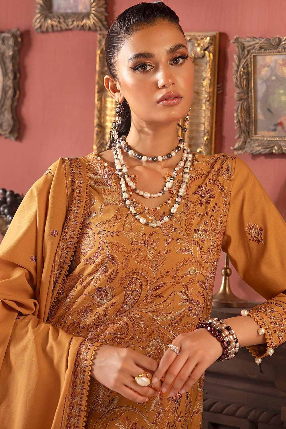 Gul Ahmed 3PC Embroidered Digital Printed Karandi Unstitched Suit AY-32024