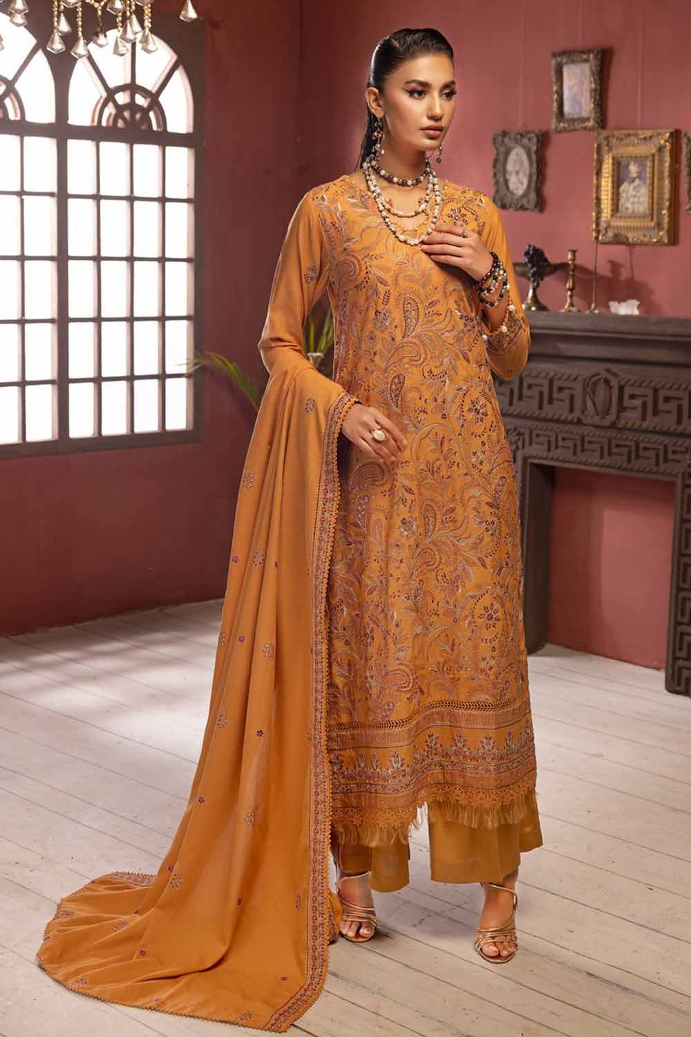 Gul Ahmed 3PC Embroidered Digital Printed Karandi Unstitched Suit AY-32024