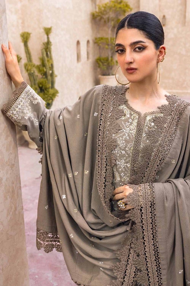 Gul Ahmed 3PC Embroidered Karandi Unstitched Suit with Embroidered Karandi Dupatta AY-32025