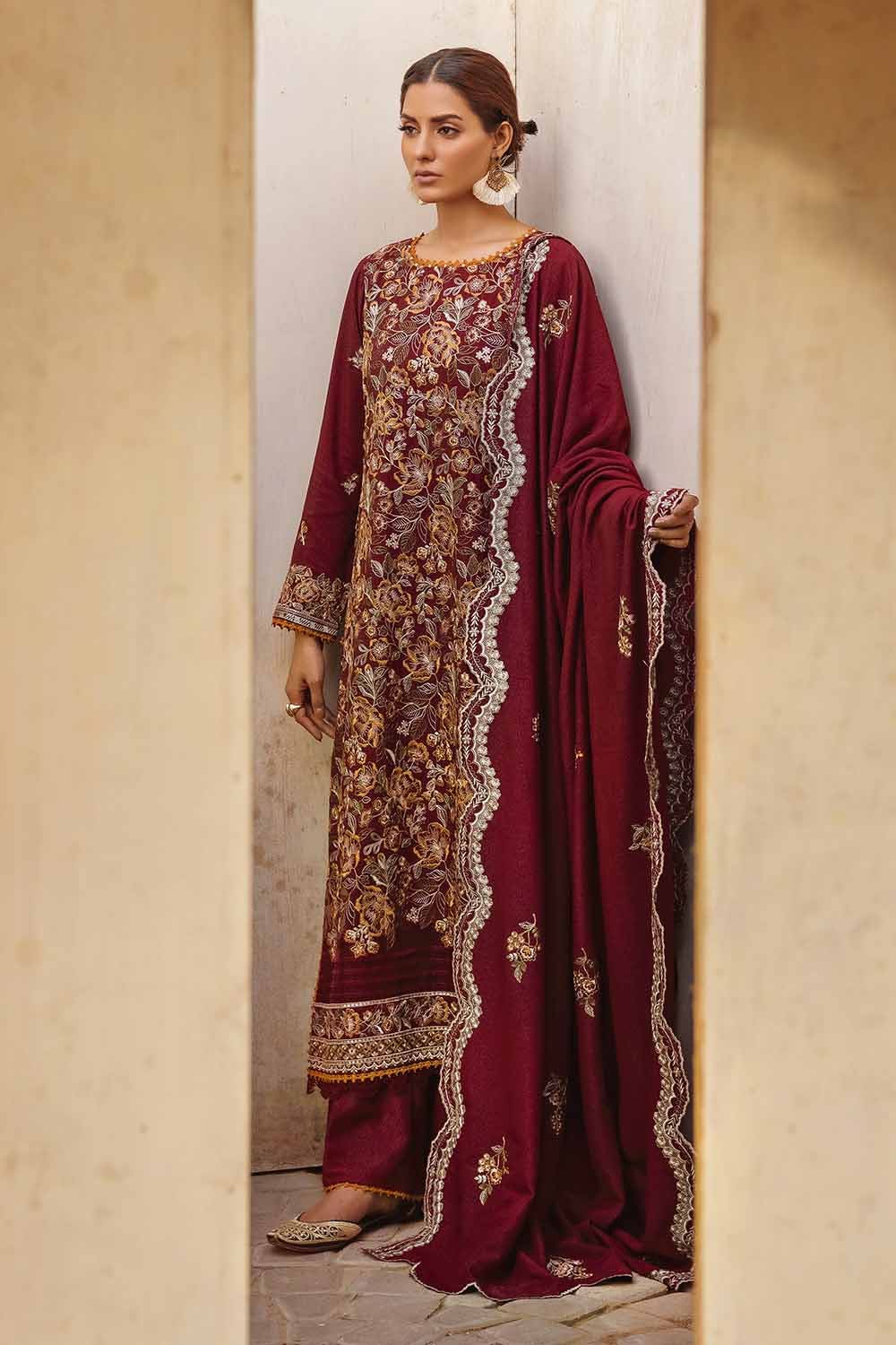 Gul Ahmed 3PC Embroidered Karandi Unstitched Suit AY-32026