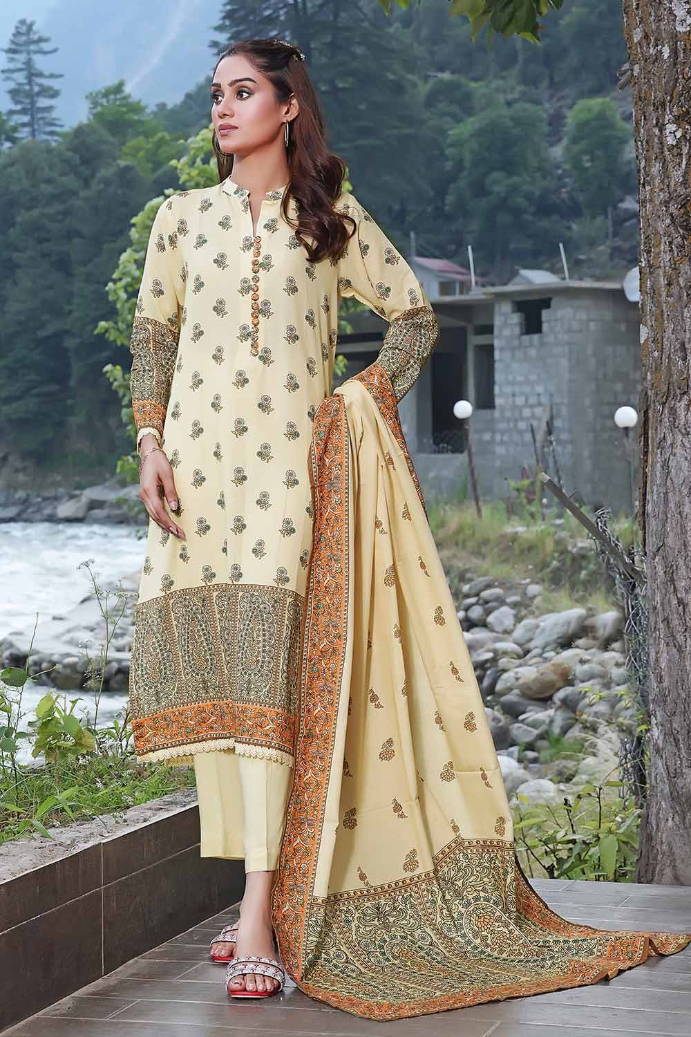 Gul Ahmed 3PC Printed Karandi Unstitched Suit AY-32028