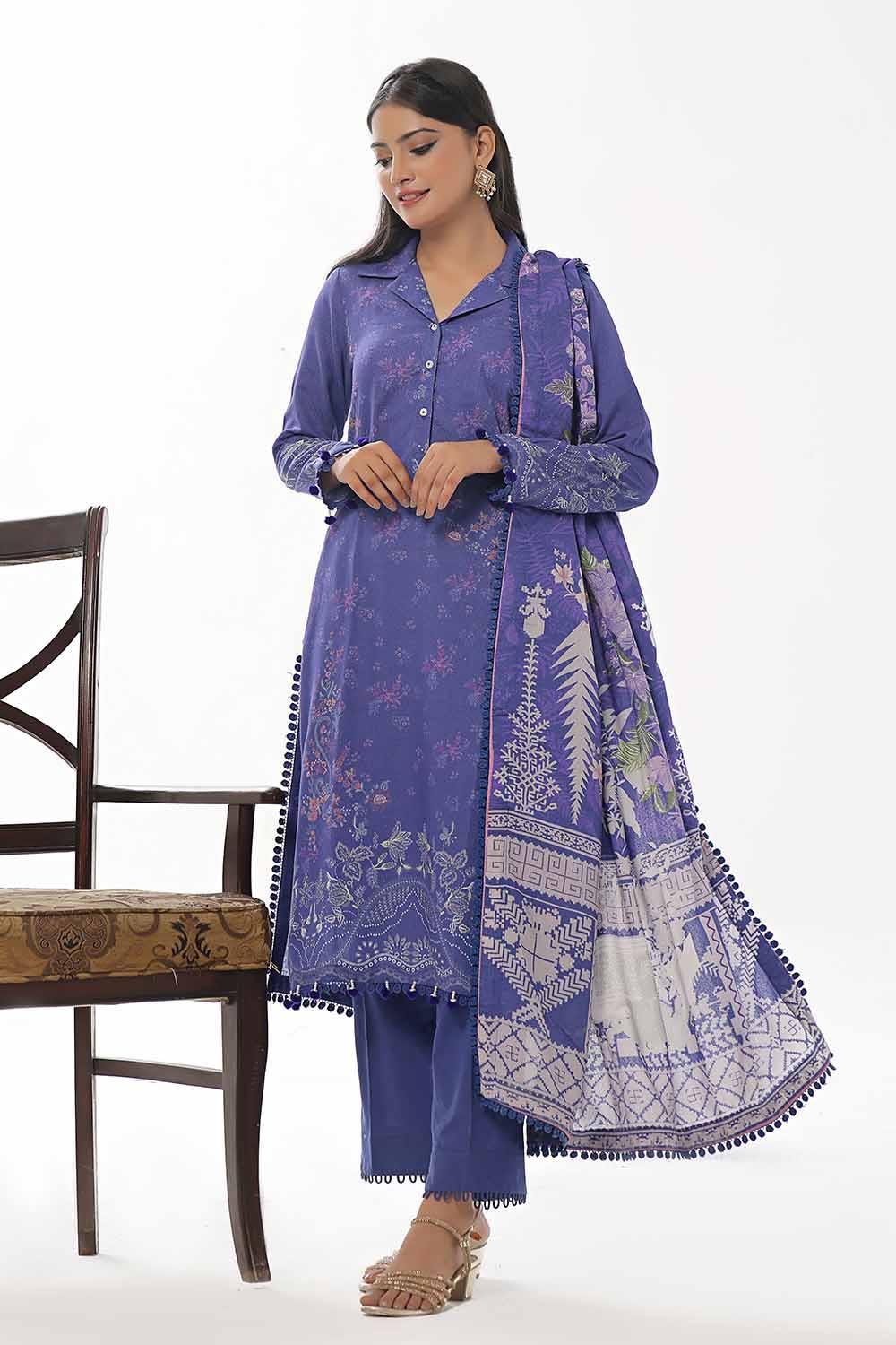 Gul Ahmed 3PC Unstitched Printed Karandi Suit AY-42001