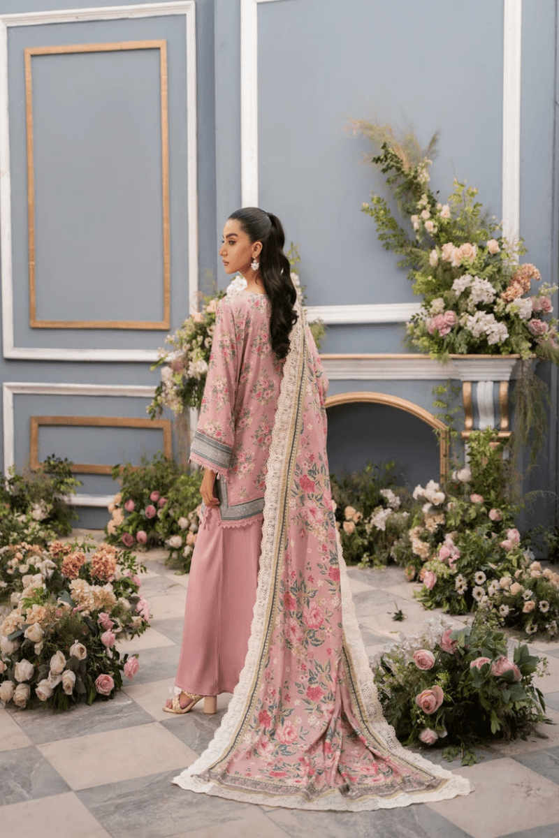 Mausummary 3 Piece Stitched Printed Linen Doria Suit - Afreen