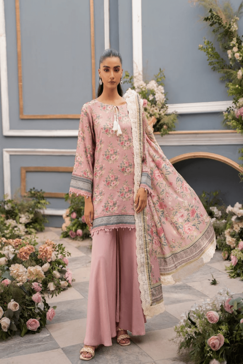 Mausummary 3 Piece Stitched Printed Linen Doria Suit - Afreen