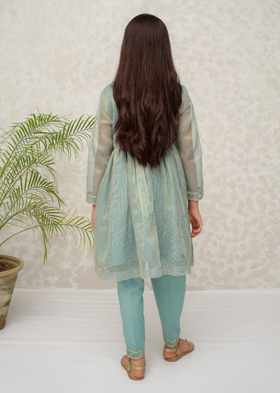 Modest Stitched Kid’s Green Maysuri Frock - 9025
