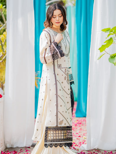 Bin Ilyas 3 Piece Unstitched Embroidered Lawn Suit - Article-1803-A