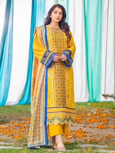 Bin Ilyas 3 Piece Unstitched Embroidered Lawn Suit - Article-1804-B