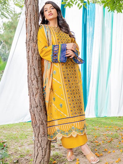 Bin Ilyas 3 Piece Unstitched Embroidered Lawn Suit - Article-1804-B