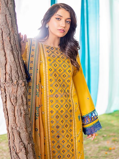 Bin Ilyas 3 Piece Unstitched Embroidered Lawn Suit - Article-1804-B