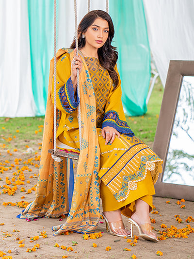 Bin Ilyas 3 Piece Unstitched Embroidered Lawn Suit - Article-1804-B