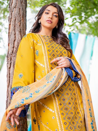 Bin Ilyas 3 Piece Unstitched Embroidered Lawn Suit - Article-1804-B