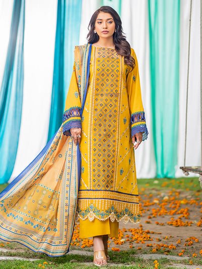 Bin Ilyas 3 Piece Unstitched Embroidered Lawn Suit - Article-1804-B