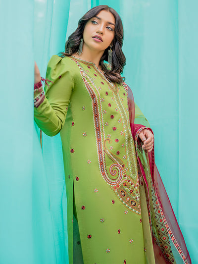 Bin Ilyas 3 Piece Unstitched Embroidered Lawn Suit - Article-1805-B