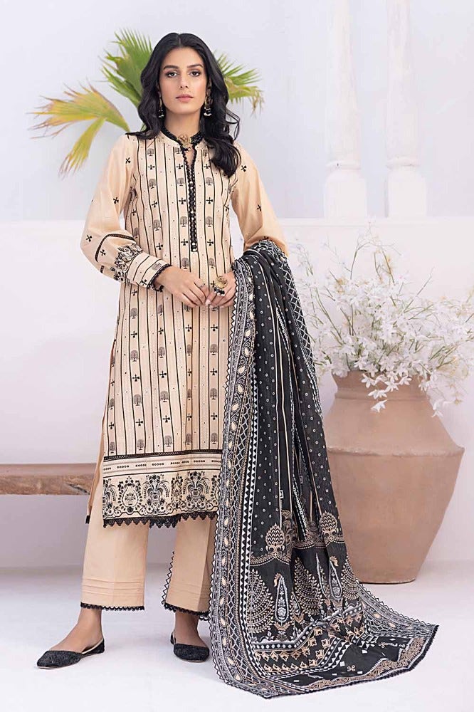 Gul Ahmed 3PC Printed Embroidered Lawn Unstitched Suit B-42003