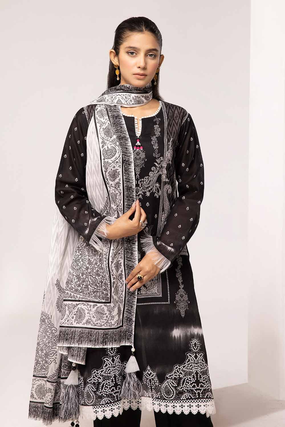 Gul Ahmed 3PC Unstitched Embroidered Lawn Suit B-42017