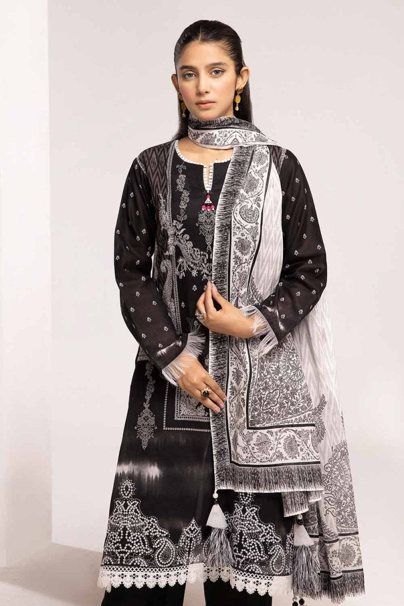 Gul Ahmed 3PC Unstitched Embroidered Lawn Suit B-42017