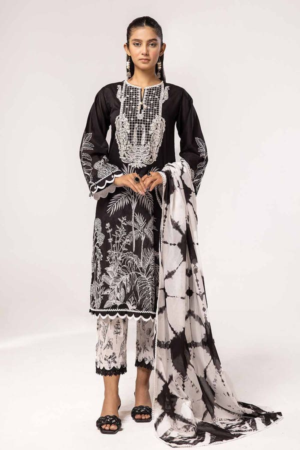 Gul Ahmed 3PC Unstitched Embroidered Lawn Suit B-42025