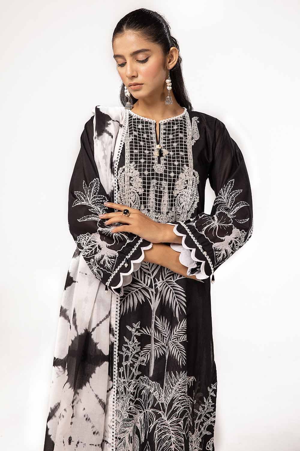 Gul Ahmed 3PC Unstitched Embroidered Lawn Suit B-42025