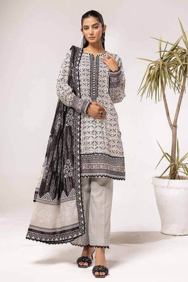 Gul Ahmed 3PC Unstitched Embroidered Lawn Suit B-42028