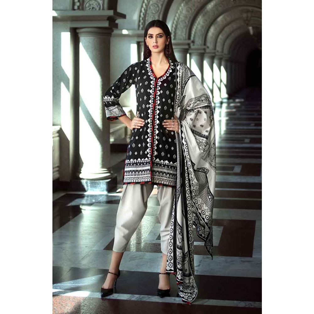 Gul Ahmed Printed Lawn Stitched 3 Piece Suit B-45