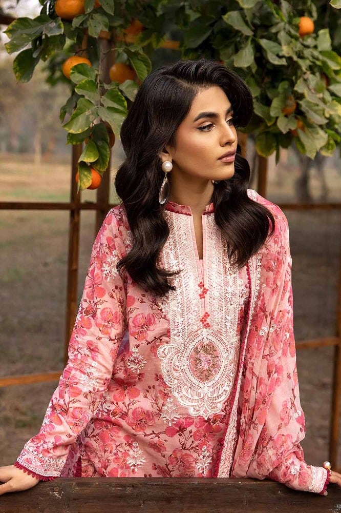 Gul Ahmed 3PC Embroidered Printed Lawn Unstitched Suit with Embroidered Printed Chiffon Dupatta - BCT-42003
