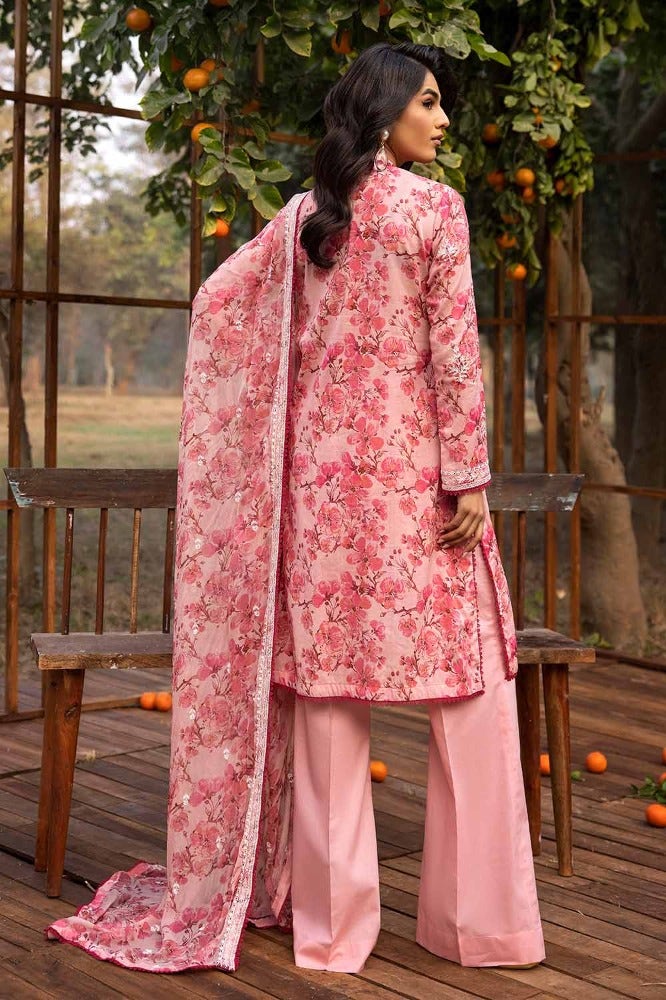 Gul Ahmed 3PC Embroidered Printed Lawn Unstitched Suit with Embroidered Printed Chiffon Dupatta - BCT-42003