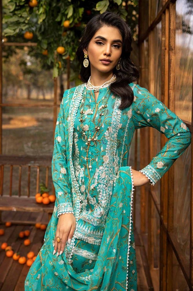 Gul Ahmed 3PC Embroidered Printed Lawn Unstitched Suit with Embroidered Printed Chiffon Dupatta - BCT-42004