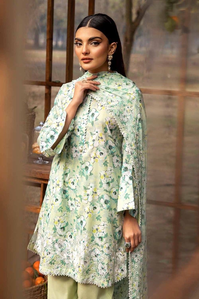 Gul Ahmed 3PC Embroidered Printed Lawn Unstitched Suit with Embroidered Printed Chiffon Dupatta - BCT-42005