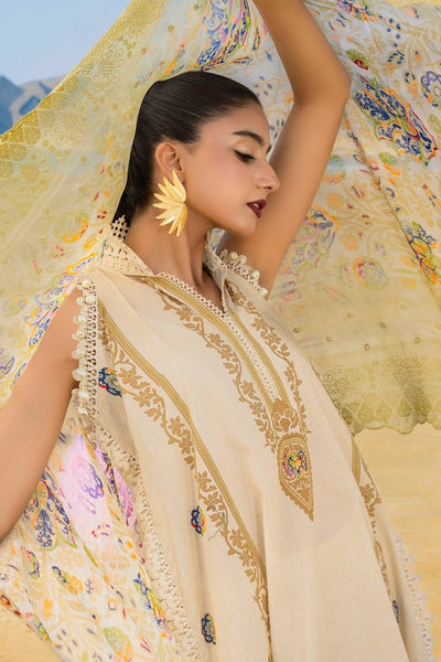 Gul Ahmed 3 Piece Unstitched Printed Lawn Suit with Embroidered Chiffon Dupatta BCT-52013