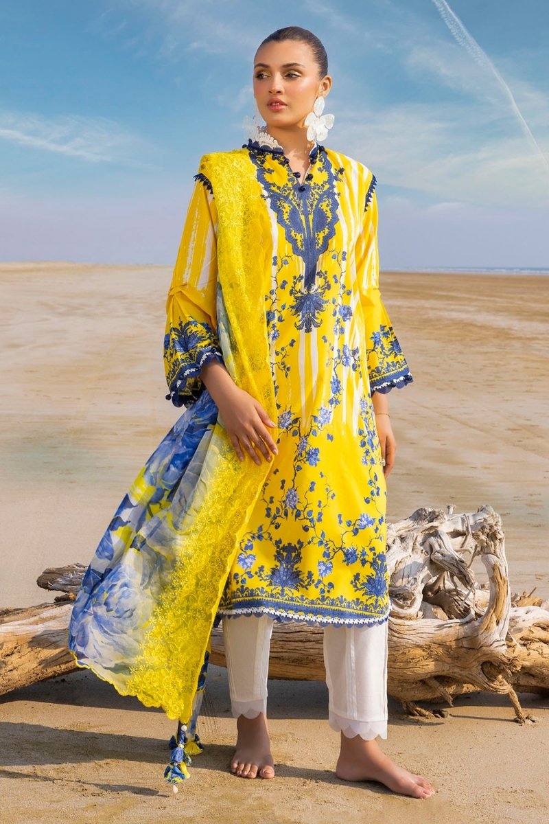 Gul Ahmed 3 Piece Unstitched Printed Lawn Suit with Embroidered Chiffon Dupatta BCT-52015
