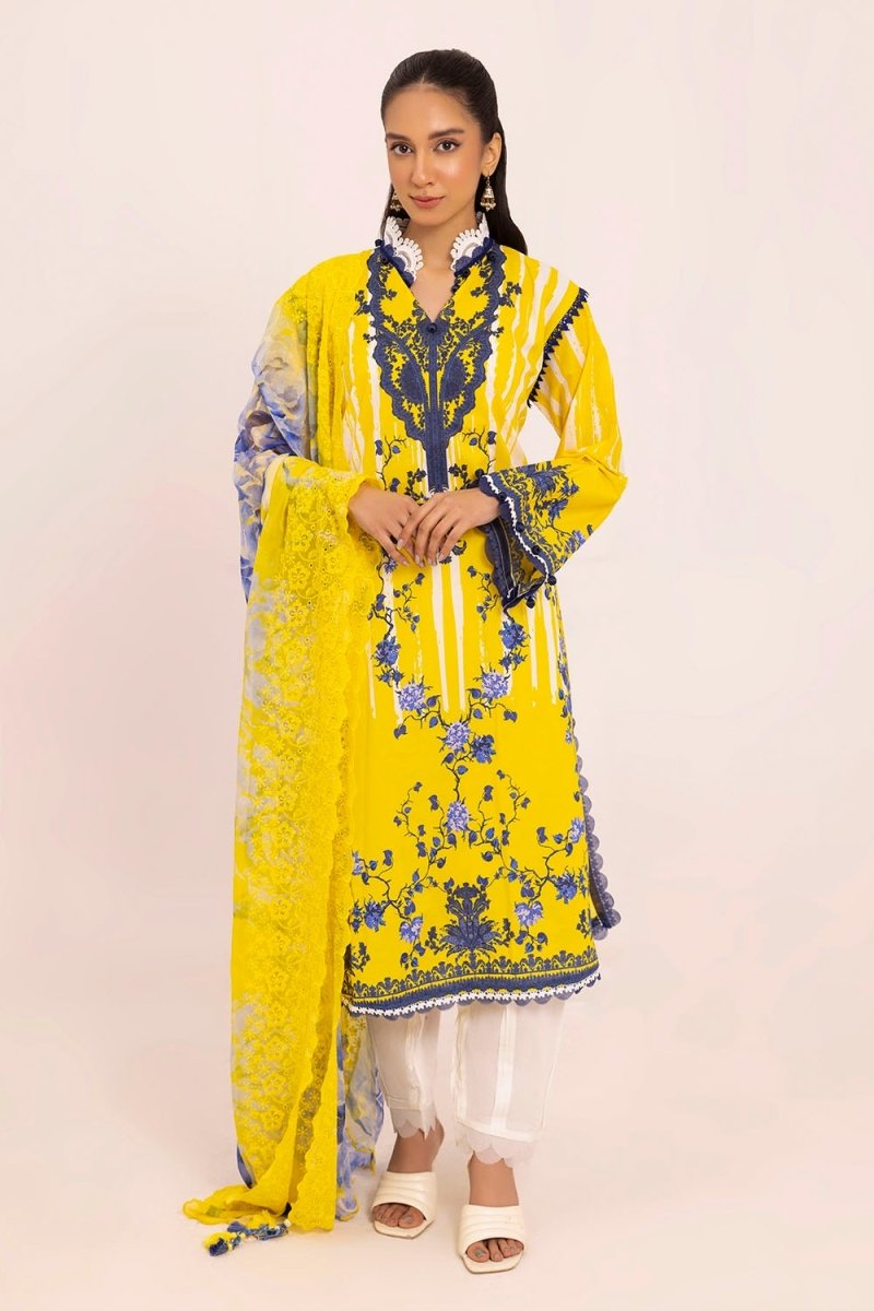 Gul Ahmed 3 Piece Unstitched Printed Lawn Suit with Embroidered Chiffon Dupatta BCT-52015