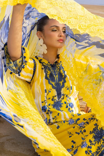 Gul Ahmed 3 Piece Unstitched Printed Lawn Suit with Embroidered Chiffon Dupatta BCT-52015