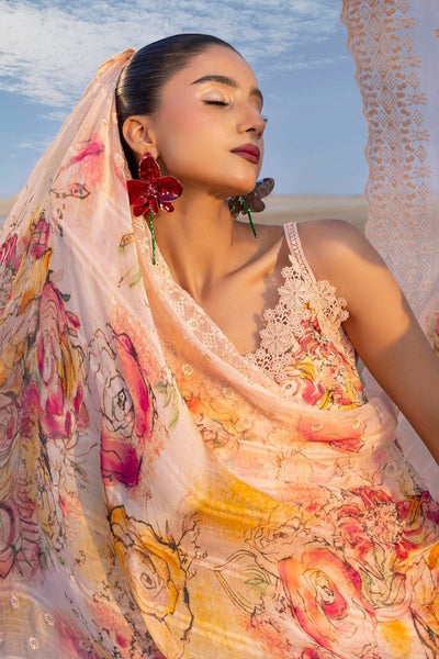 Gul Ahmed 3 Piece Unstitched Printed Lawn Suit with Embroidered Chiffon Dupatta BCT-52016