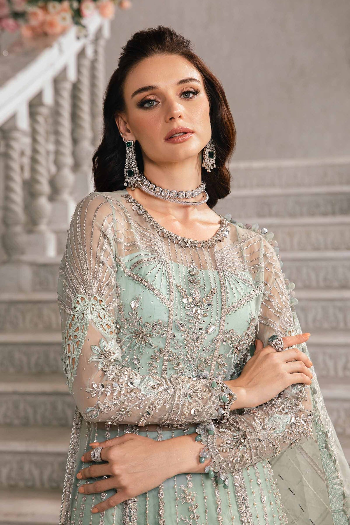 Maria. B 03 Piece Unstitched Embroidered Organza Suit - BD-2803