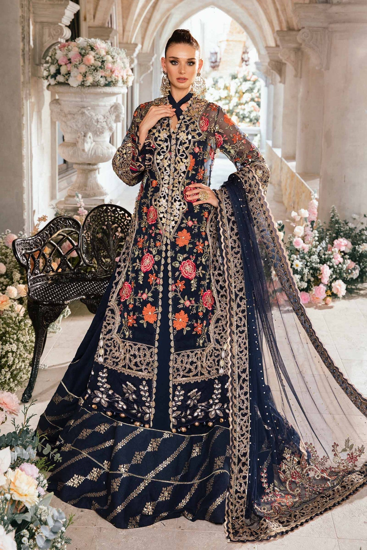 Maria. B 03 Piece Unstitched Embroidered Organza Suit - BD-2808