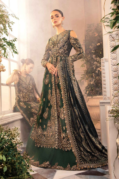 Maria. B 3 Piece Unstitched Embroidered Organza Suit - BD-2904-EMERALD GREEN