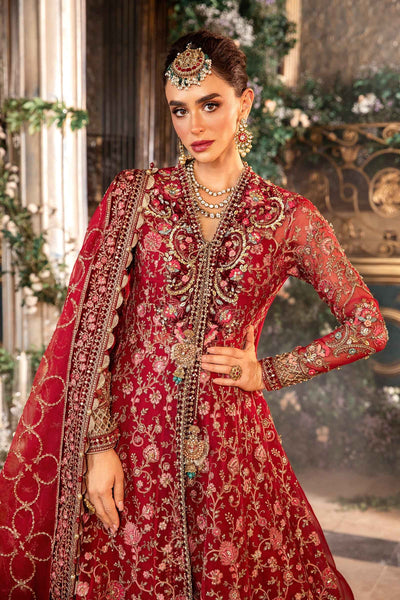 Maria. B 3 Piece Unstitched Embroidered Organza Suit - BD-2908-RED