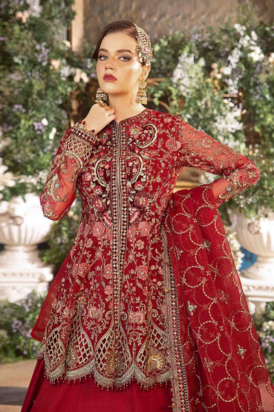 Maria. B 3 Piece Unstitched Embroidered Organza Suit - BD-2908-RED