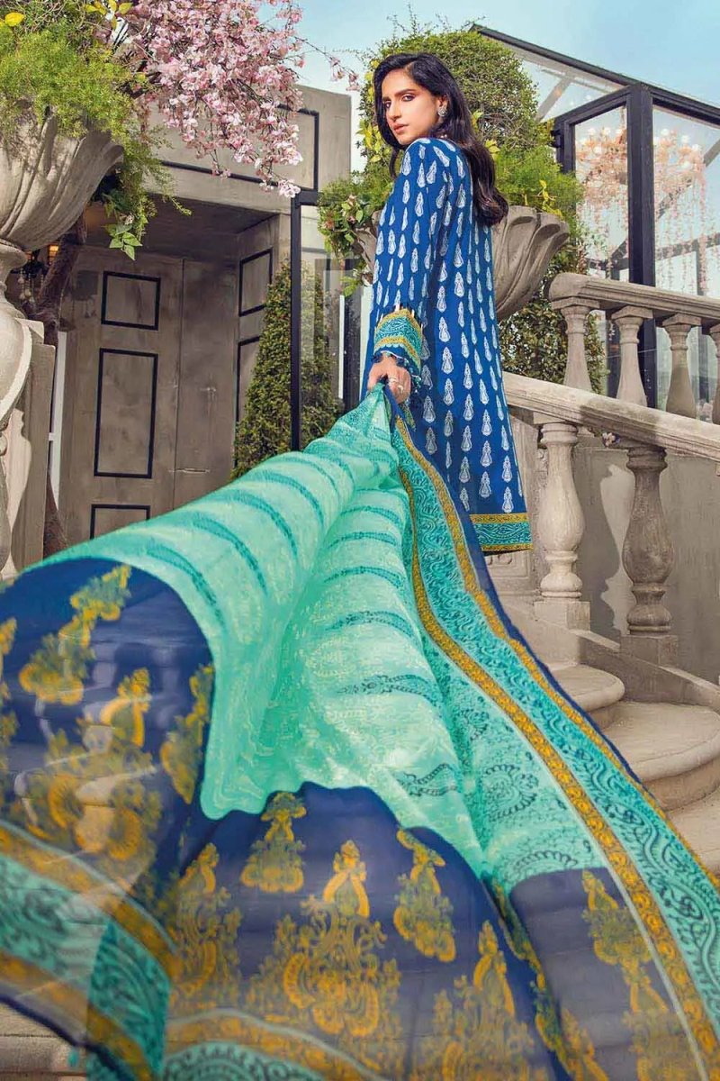 Gul Ahmed 3PC Unstitched Embroidered Lawn Suit With Digital Printed Chiffon Dupatta BM-12003