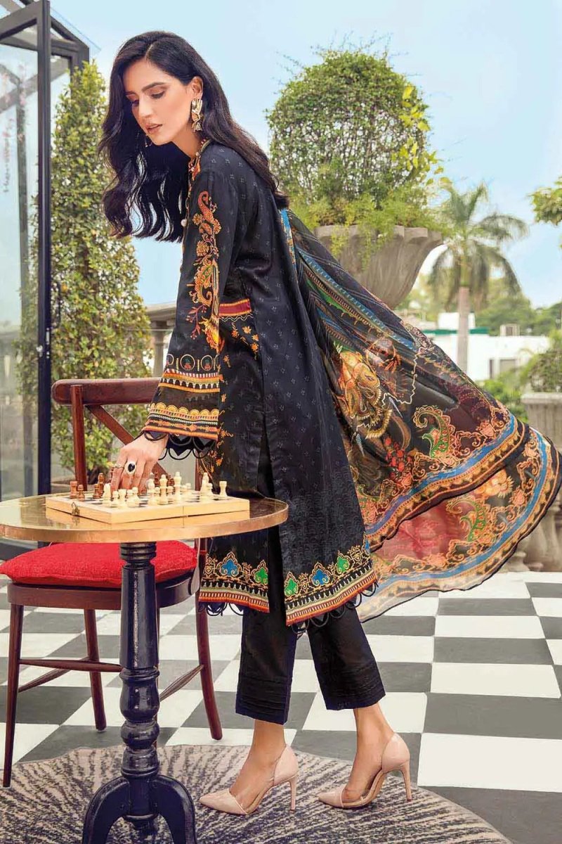 Gul Ahmed 3PC Digital Printed Chiffon Dupatta Unstitched Digital Printed Lawn Suit BM-12021