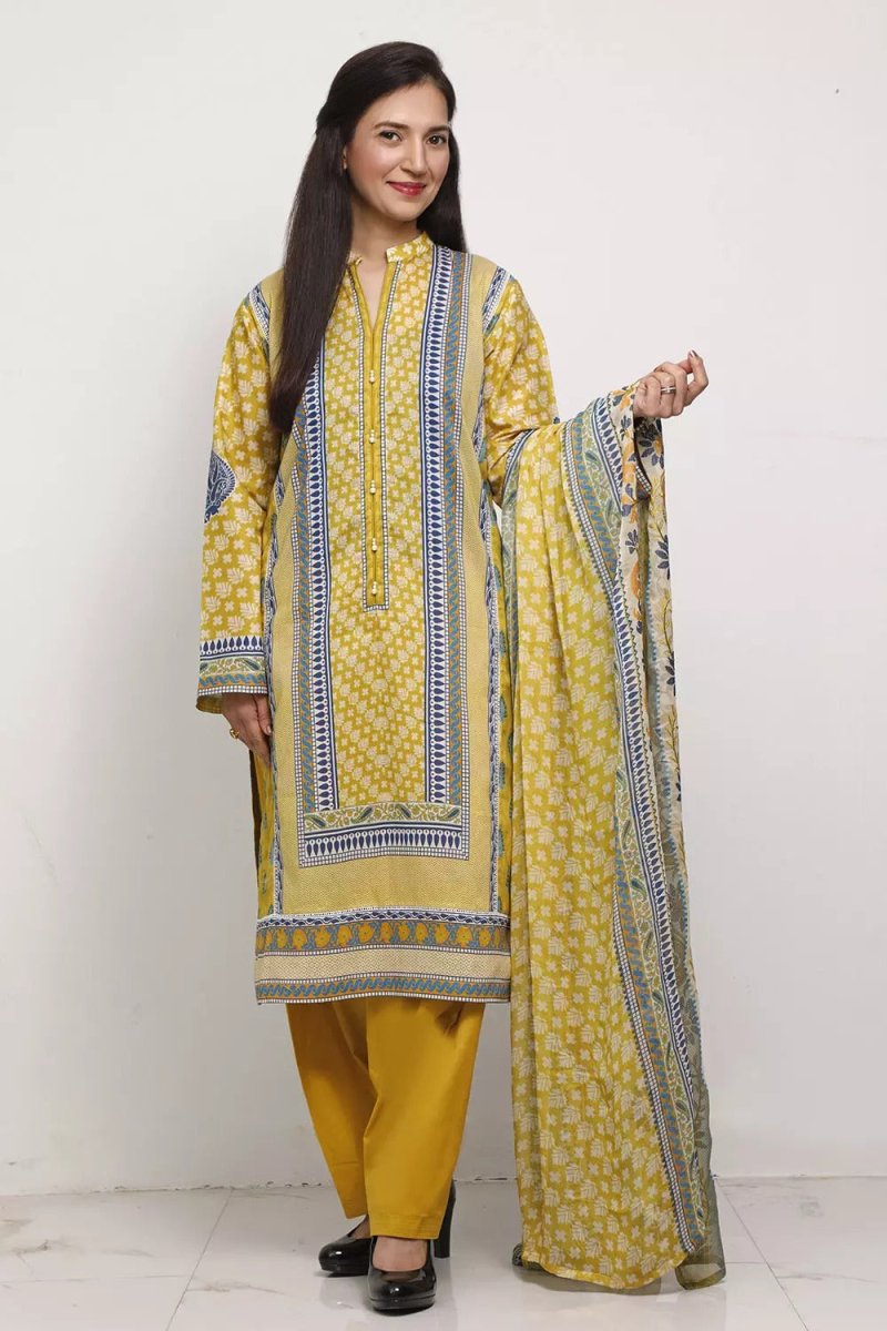 Gul Ahmed 3PC Unstitched Digital Printed Lawn Suit With Embroidered Chiffon Dupatta BM-177