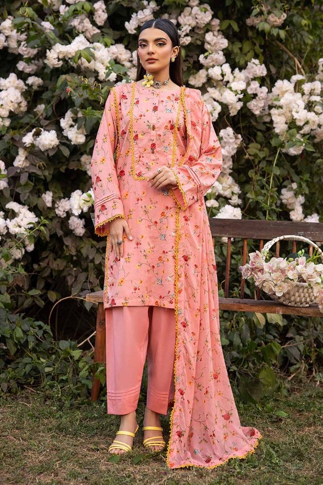 Gul Ahmed 3PC Printed Lawn Unstitched Suit with Chiffon Dupatta - BM-42002